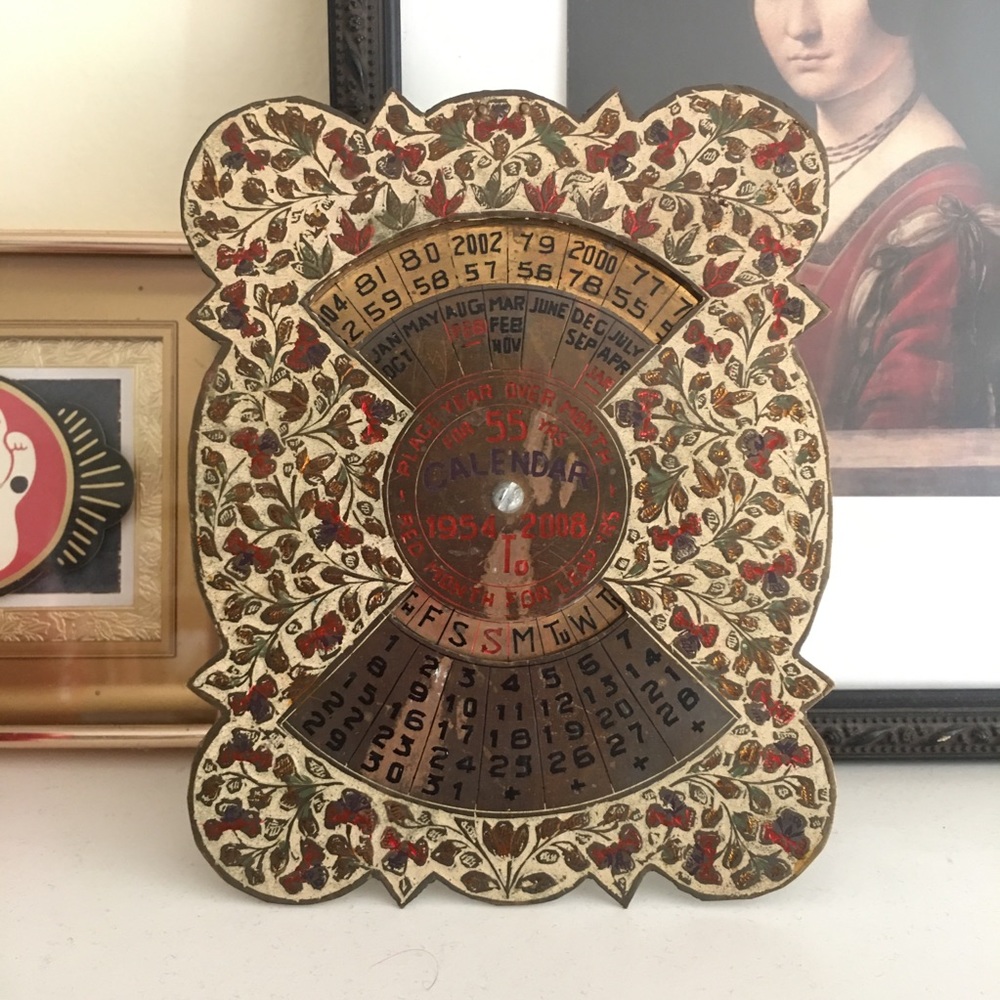 Vintage handmade metal perpetual calendar